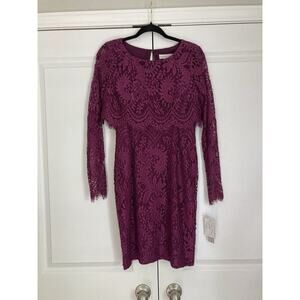 KATHERINE KELLY Lizzy 2 Pc Dress Eyelash Lace Deep Maroon Red Purple Versatile